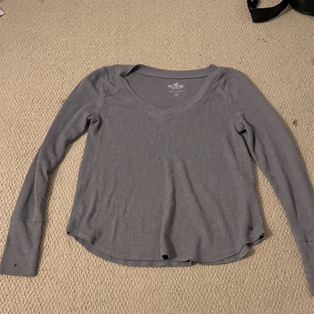 Hollister Waffle Grey Long Sleeve Women's Tee